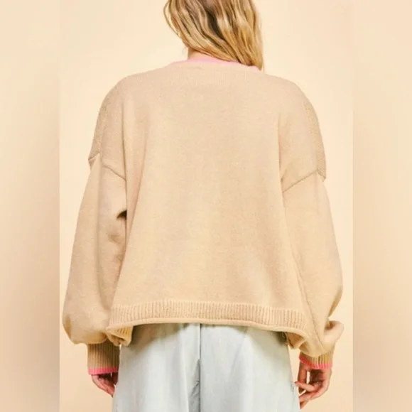 NWOT DAVI & DANI Oversized Textured Knit Daisy Sweater Womens Small - Picture 3 of 11